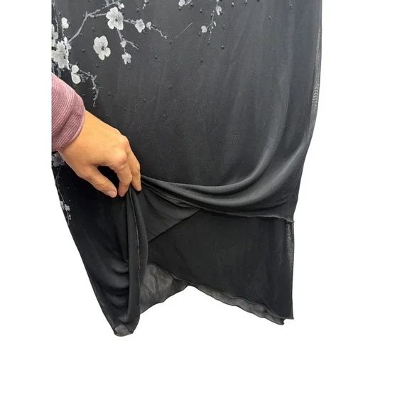 I.N. San Francisco Y2K Black Floral Fairycore Indie Midi Dress Elegant S - Picture 5 of 6